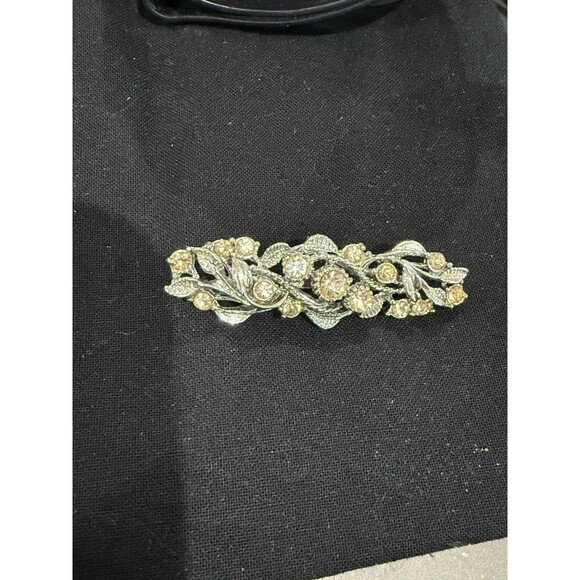 Lot of 3 Vintage Art Deco Style Brooches: MOP, Black Bar, Champagne Rhinestone - Picture 8 of 16